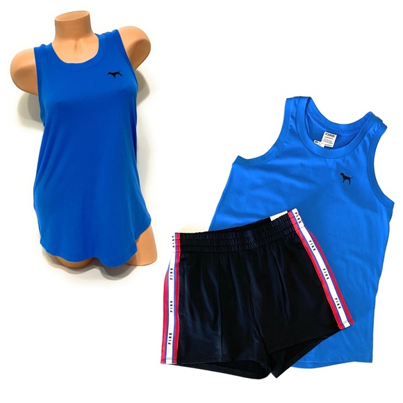 🌸 VS PINK Graphic‎ Tank Track Shorts Set Outfit - Picture 1 of 6